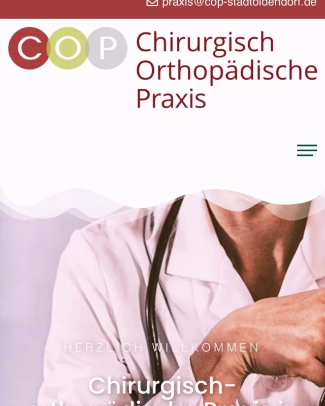 Wir suchen zum 01.09.2024 eine Reinigungskraft für unseren Praxisstandort Stadtoldendorf.
(Midi-Job, 16Std.)
Bei Interesse bitte per Nachricht auf Instagram oder per Telefon: 05532-994310 melden!!
Wir freuen uns auf Ihre Bewerbung!! 
Das Team der COP Stadtoldendorf/Einbeck